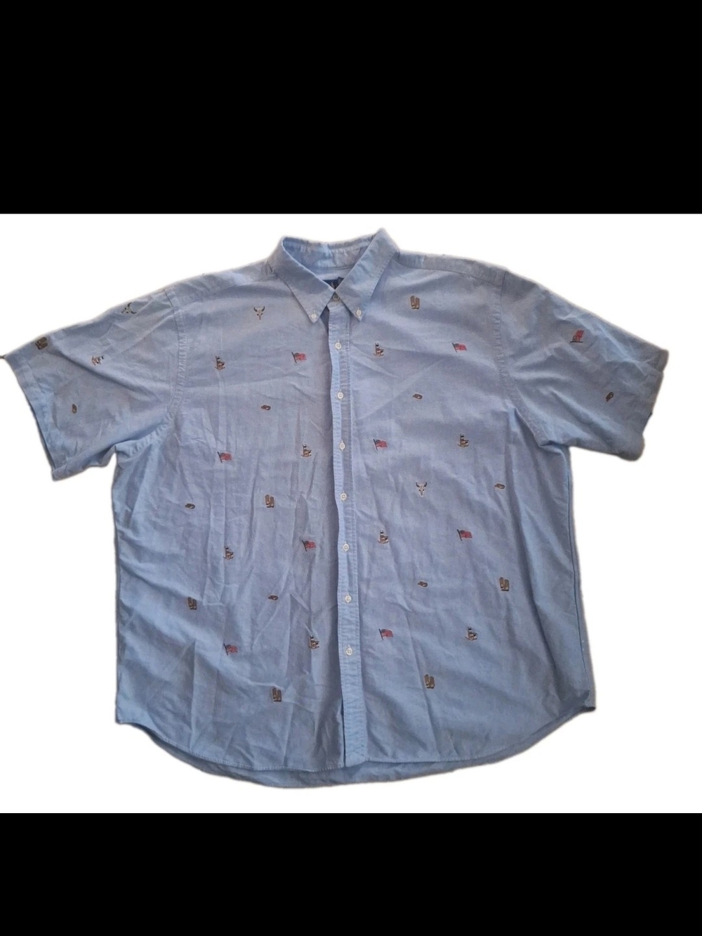 Polo Ralph Lauren Mens Shirt Sz 3XB Blue Button Down Embroidery Americana Big